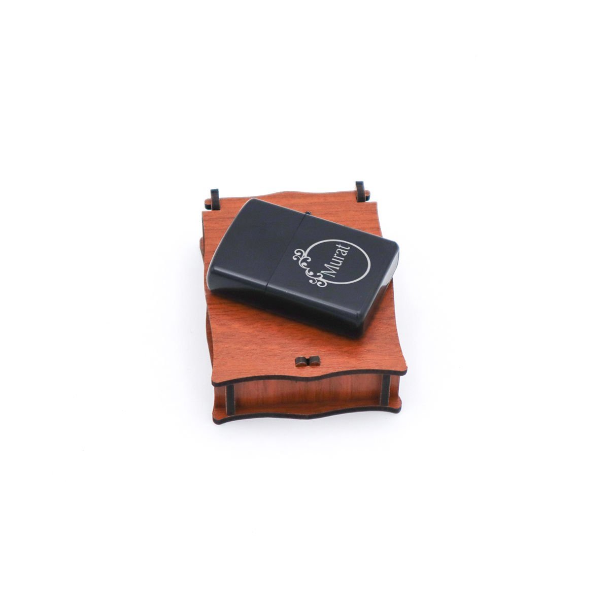 İsim Yazılı Ahşap Kutulu Metal Çakmak