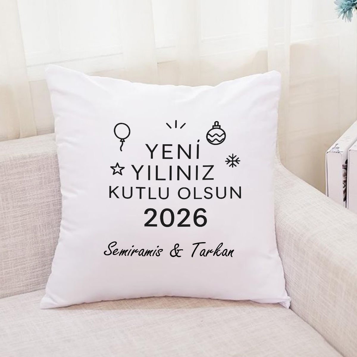 Çiftlere Yeni Yıl Temalı Yastık