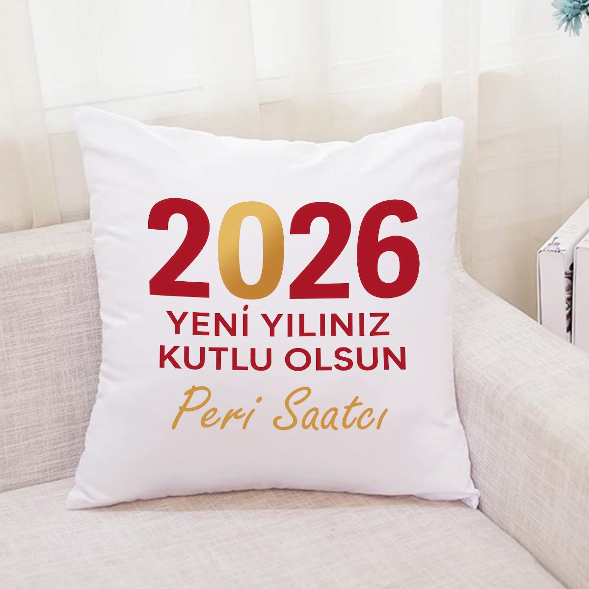 2026 Yeni Yılınız Kutlu Olsun Temalı Yastık