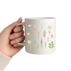 Çiçek Desenli Kupa Bardak