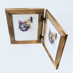 Ahşap İkili Fotoğraf Baskılı Çerçeve